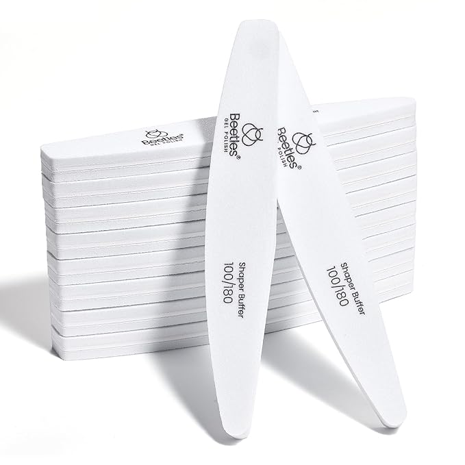 Beetles Pro 10-Pcs Nail File Nail Buffer – Professional 100/180 Grit Double Sides Sponge Nails Files and Buffers Emery Boards Prep Tool for Acrylic, Gel & Natural Nails – Salon Quality Manicure Tool