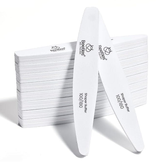 Beetles Pro 10-Pcs Nail File Nail Buffer – Professional 100/180 Grit Double Sides Sponge Nails Files and Buffers Emery Boards Prep Tool for Acrylic, Gel & Natural Nails – Salon Quality Manicure Tool