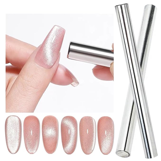 4 Pieces Extra Large Cylindrical Cat Eye Magnet for Nails Double-Head Magnetic Gel Polish Stick Multi-Function Nail Magnet Strong Magic Cat Eye Manicure Design Tool