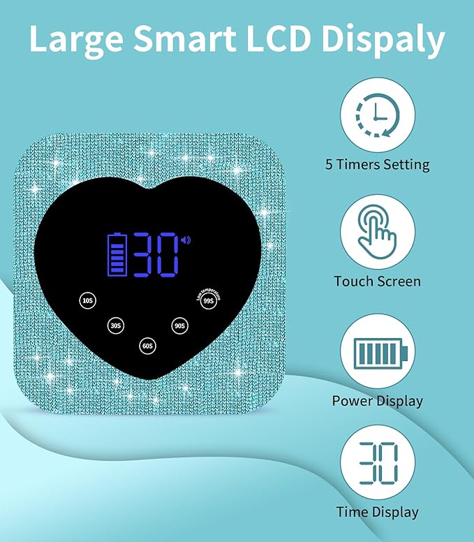 UV Light for Nails, HUGMAPLE UV Nail Lamp 72W, Rechargeable Cordless Diamond LED Dryer, Fast Light Curing Lamp with 5 Timer Setting,Touch Control & Auto Sensor for Salon & Home