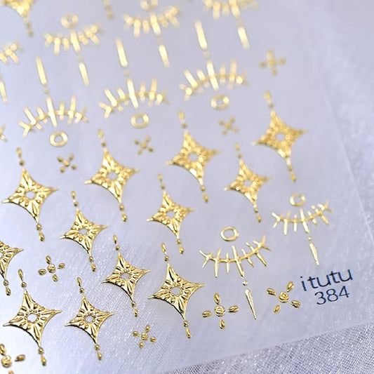 Gold Nail Stickers Star Nail Art Stickers 5D Embossed Nail Decals Gold Star Snake Design Nail Supplies for Women DIY Nail Art
