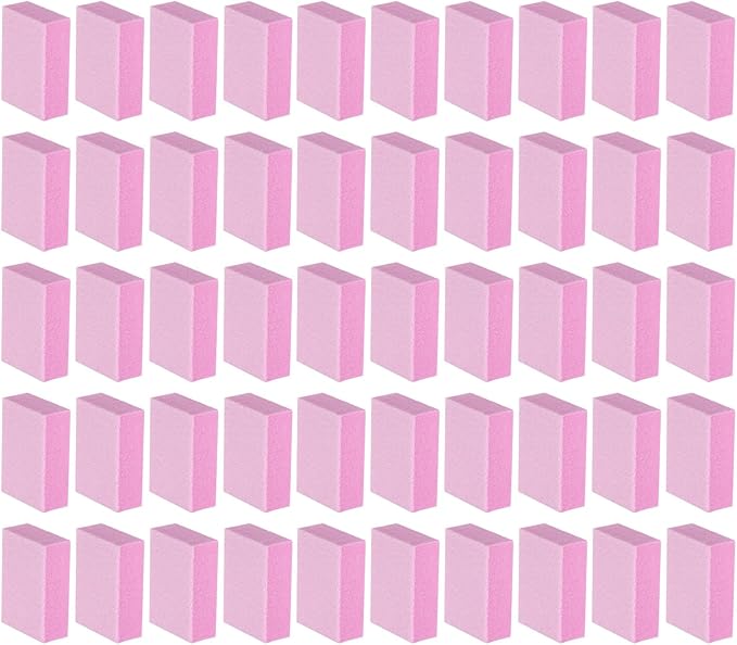 HARFINGTON 100pcs Nail Buffer Blocks 120 Grit Nail Sanding Buffing File Block Manicure Tool for Acrylic Nail Shine Polishing Buffer, Pink