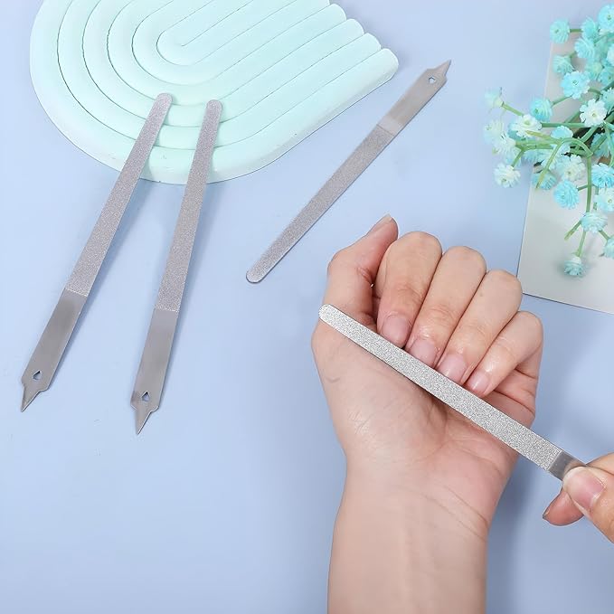 4 Pcs Diamond Deb Nail File, Professional Nail Files Metal Nails Dresser with Sharp, Non Slip Handle Double Sided Fingernail File for Manicure, Pedicure