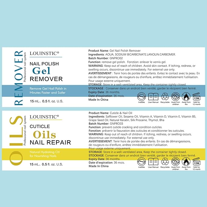 Gel Remover for Nails & Cuticle Oil for Nails,Nail Remover Quick Remove Gel Nail Polish within 3-5 mins, Nail Polish Remover removedor de esmalte gel