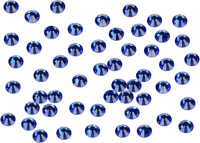 2880PCS Art Nail Rhinestones Non Hotfix Glue Fix Round Crystals Glass Flatback for DIY Jewelry Making with one Picking Pen (ss4 2880pcs, Sapphire)