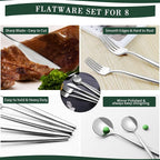 40-Piece Silverware Set for 8, CEKEE Stainless Steel Flatware Cutlery Set - Image 5