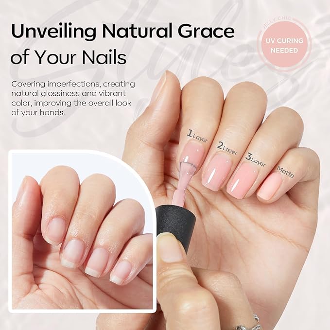 modelones Gel Nail Polish Set 2 Pcs 15ml Jelly Nude Pink and Milky White Gel Polish, French Manicure Base Gel Bubble Bath UV Soak Off Nail Gel for Nail Art, DIY Home or Salon
