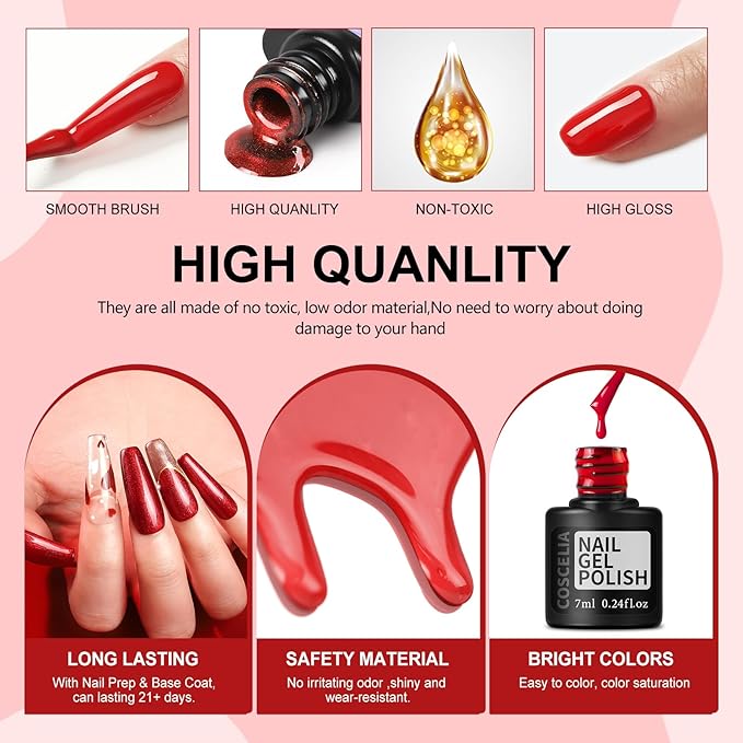 COSCELIA 57pcs Gel Nail Polish Kit with U V light Starter Kit 40 Colors Fall Gel Polish Set 5pcs Top and Base Coat Glossy Matte Glitter Beautiful Nail Stickers Gel Manicure Kit DIY Gifts for Women