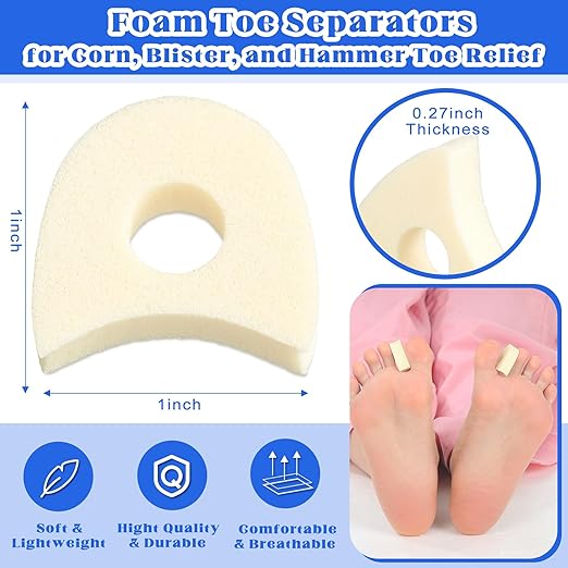 TrelaCo 60 Pcs Foam Toe Separators Spacers for Corn Relieves,1/4 Inch, Pain from Bunions, Blister and Hammer Toe Relief