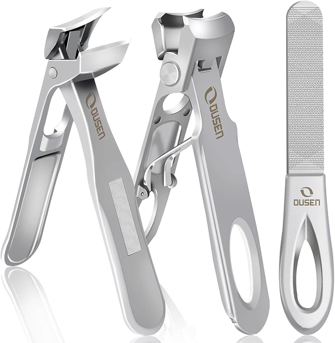Toenail Clippers for Seniors Thick Nails, Angled Head Ingrown Toe Nail Clippers with Slanted Curved Blade, No Splash Nail Clippers for Men & Women Fingernail, Professional German Nail Cutter Wide Jaw