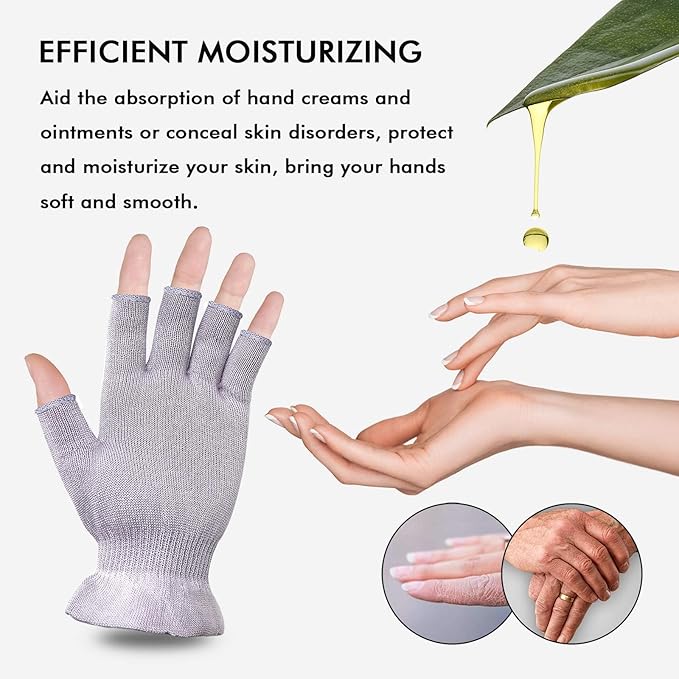 MIG4U Fingerless Moisturizing Gloves, Half Finger Touchscreen Beauty Glove for Eczema, SPA, Dry Hands, Skin Treatment, Summer Sun UV Protection, Pale Purple, 1 Pairs S/M