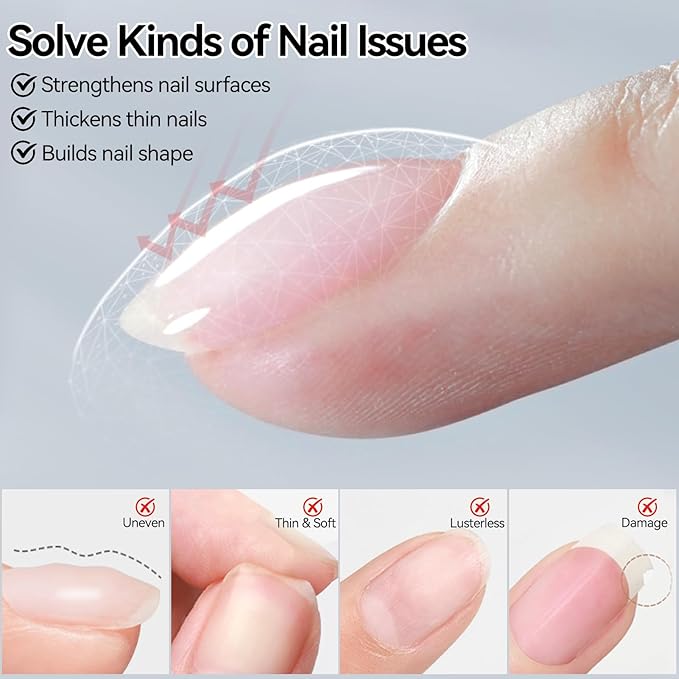 Born Pretty Builder Gel for Nails 15ML,8-in-1 Nude Brown Builder Nail Gel,LED Lamp Cured Color Base Gel Polish Coat Strengthener Extension Rhinestone Glue in a Bottle for DIY Home Salon Gifts