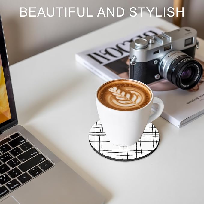 Modern Minimalist Lines Coasters Set of 6, Absorbent Coasters - Image 7