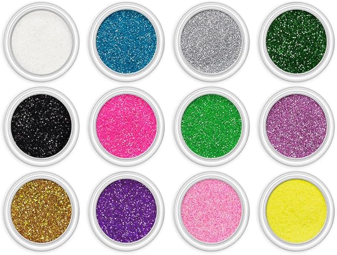 Nail Glitter Powder Set 12 Colors Glitter Powder for Nails for DIY Nail Art Glitter for Nails Sparkling Glitter Nails Great for Home Manicure Professional Quality Nail Art Supplies