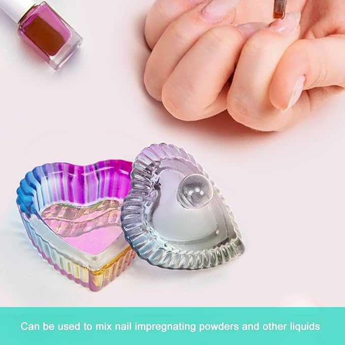 AORAEM 2PCS Nails Tips Art Dappen Dish with Lid Acrylic Liquid Powder Dappen Monomer Dish Glass Crystal Cup Glassware Tools for Professional Use and Home Use