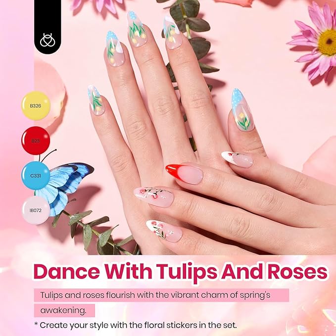 beetles Gel Nail Polish Set - 40 Pcs 36 Colors Nail Polish Kit Pink Red Green Blue Color Gel with Base&Glossy Matte Top Coat UV LED Petal Symphony Collection Nail Art Christmas Gifts for Women