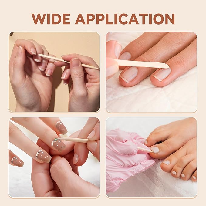 400 Pcs Orange Wood Sticks for Nails, 4.5 Inch Orangewood Nail Swatch Sticks, Wooden Cuticle Pusher Sticks Tools for Manicure & Pedicure, Double Sided, Skin-Safe (400pcs)