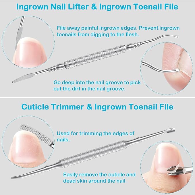 Toenail Clippers for Thick Toenails, Heavy Duty Toe Nail Clippers for Seniors Ingrown Toenail, Angled Head Nail Clippers for Men & Women, Professional Nail Cutter Podiatrist Toenail Clippers Kit-6 Pcs