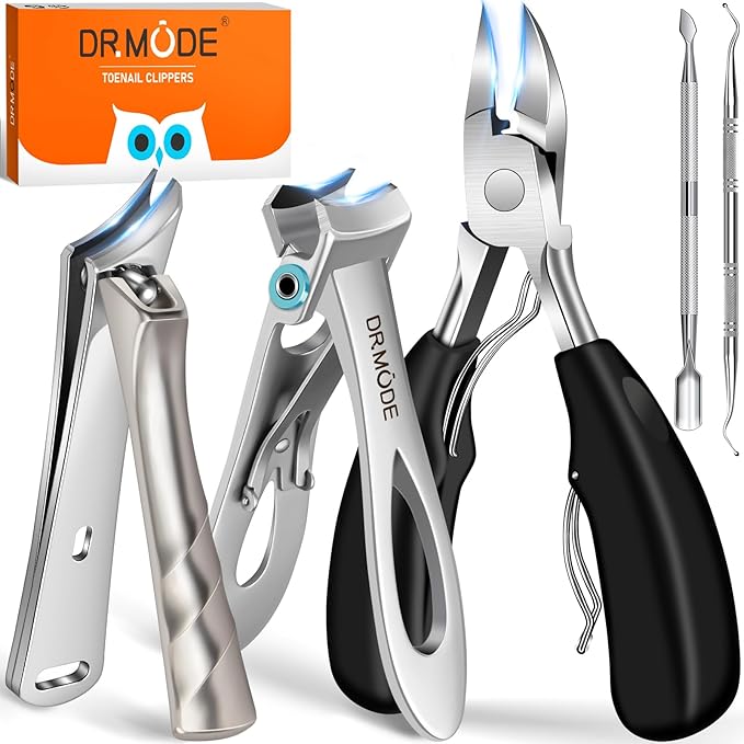 DRMODE Toenail Clippers for Seniors Thick Toenails, Large Toe Nail Clippers for Men Thick Nails with Wide Opening, Sharp Heavy Duty Ingrown Toenail Clippers Nail Cutter Long Handle with Slanted Blade
