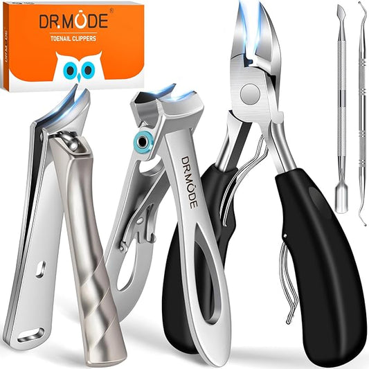 DRMODE Toenail Clippers for Seniors Thick Toenails, Large Toe Nail Clippers for Men Thick Nails with Wide Opening, Sharp Heavy Duty Ingrown Toenail Clippers Nail Cutter Long Handle with Slanted Blade