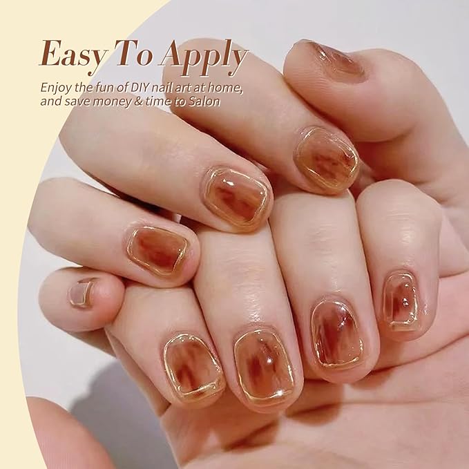 Born Pretty Jelly Gel Nail Polish 6 Colors Fall Winter Translucent Clear Pumpkin Burgundy Wine Red Coral Burnt Orange Grey Amber Brown Gel Polish Sheer Crystal Transparent Halloween Gel Polish Set