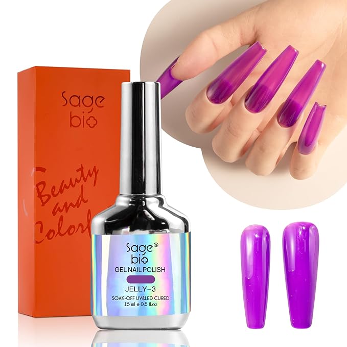 Jelly Gel Nail Polish, 15ml Semi-Transparent Gel, Glossy Finish, Vibrant Colors for DIY Manicures, Long-Lasting & Chip-Resistant