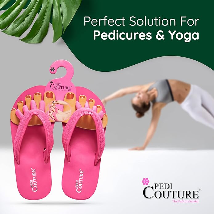 Pedi Couture Pedicure Sandals with Built In Toe Separators for Women - Comfortable Spa Style Flip Flops for Home, Salon, Yoga & Gym Use
