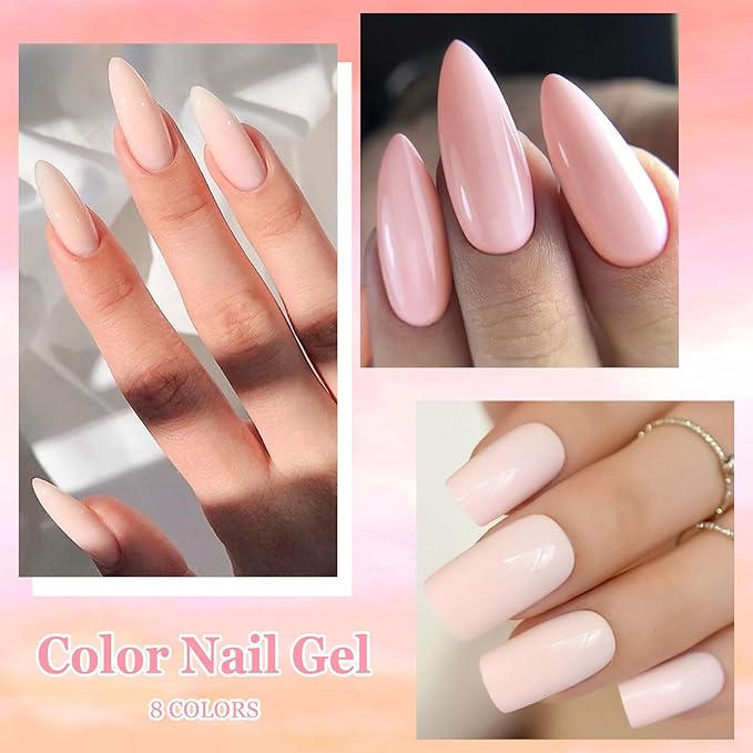 MEET ACROSS 1 Step Gel Polish Set Nail Art Manicure 3 in 1 Gel Kit Soak Off LED Gel Nail Varnishes No Need base gel top coat (Set-3, 8PCS)