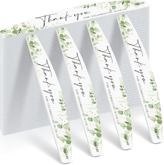 50 Pcs Wedding Nail Files Bulk Party Favors Bridal Shower Nail Files 100/180 Grit Eucalyptus Sage Green Bachelorette Baby Shower Nail File for Women Acrylic Nail Emery Boards Doubled Sided Nail Buffer