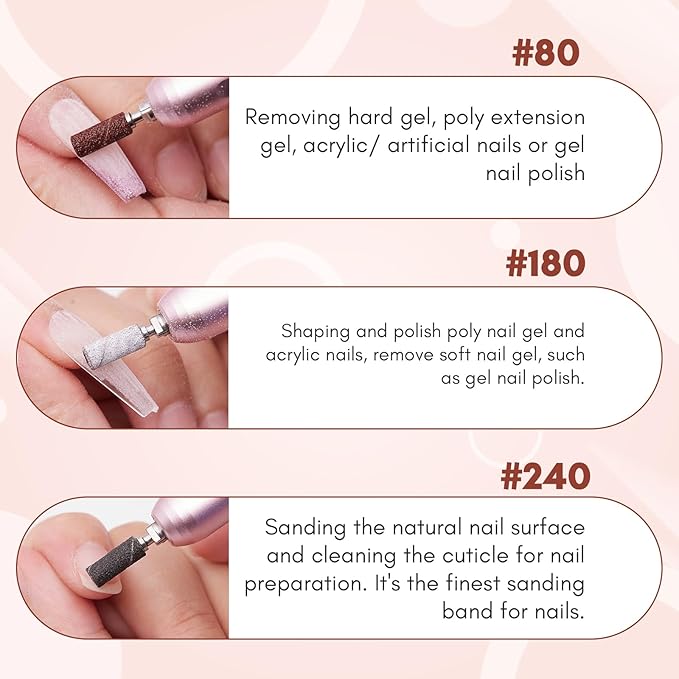 Makartt Sanding Bands for Nail Drill:100 Pcs Small Nail Sanding Files With 2025 Upgrade Design 3.1mm Mandrel Bits,180 Medium Grits (Zebra, Upgrade #180 Sanding Bands)