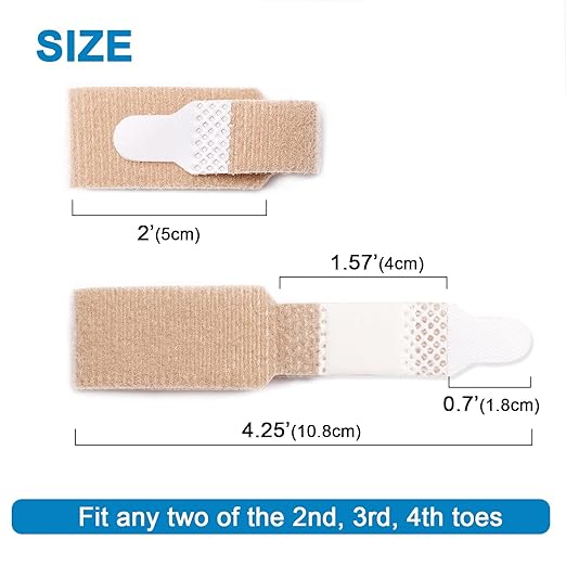 JKcare Broken Toe Wraps, 8 Pack Improved Hammer Toe Cushion Bandages, Toe Buddy Separator Splint for Overlapping, Bent, Crooked Toe Pain Relief - Temporary Toe Straighteners