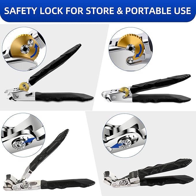 Thick Toenail Clippers for Seniors, Angled Head Large Nail Clippers for Men with Long Handle, Heavy Duty Professional Finger Nail Clippers Adult, Edgy Nail Clippers Cutters, 4PCS