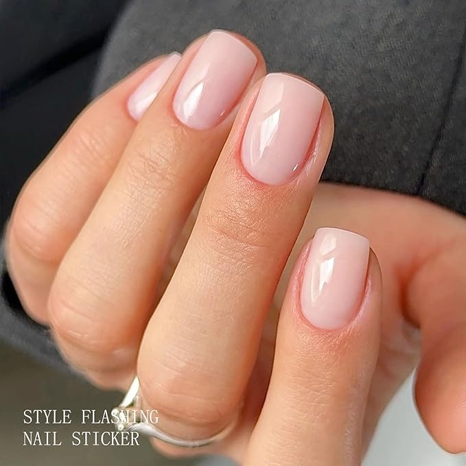 JMEOWIO Gel Nail Stickers Cream Light Pink Semi Cured Gel Nail Strips Wraps UV/LED Nails Art Design Decoration Accessories