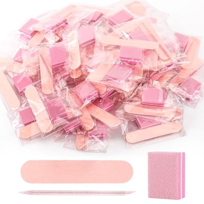 48 Sets Disposable Manicure Kit, Individually Package Nail Kit,Manicure Set with Mini Nail File,Mini Nail Buffer,Nail Stick for Salon Home