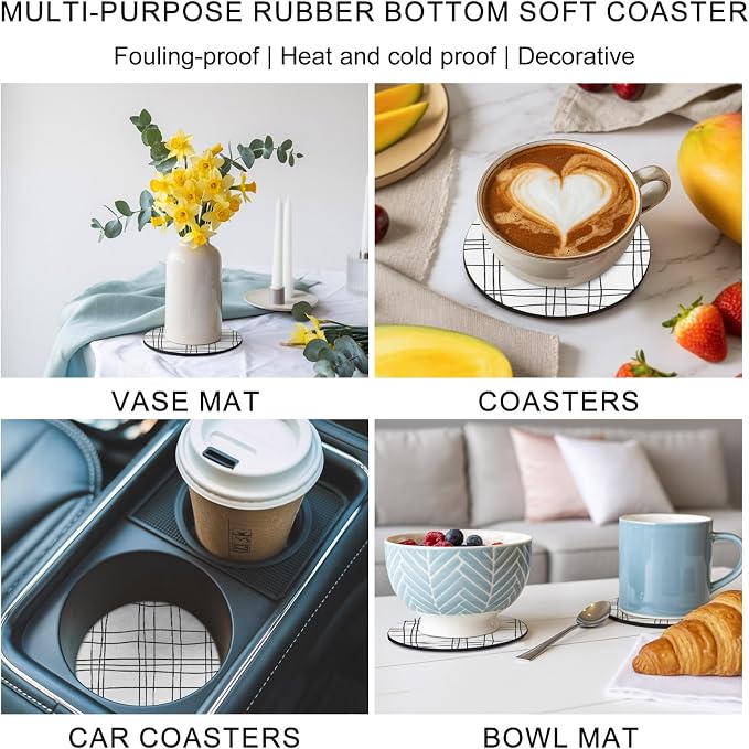 Modern Minimalist Lines Coasters Set of 6, Absorbent Coasters - Image 6