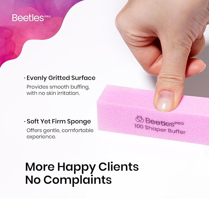 Beetles Nail Buffer Sanding Block, 50 Pcs 100 Grit Polisher Buffing File 4 Sides Nail Files Pink Art Pedicure Manicure File