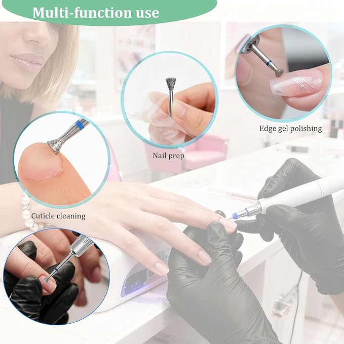 Nail Drill Bit Set Nails: Tensso 7pcs Russian Manicure Bits Small Tapered Flat Head Professional Cuticle Cleaning Nail Prep Edge Overflow Gel Remover Polishing Tools