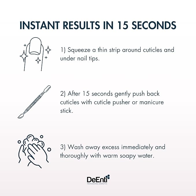 DeEnti Instant Cuticle Remover Gel, Eucalyptus, 8 Oz Bottle, Professional Cuticle Softener, Salon Quality Manicure and Pedicure Supplies