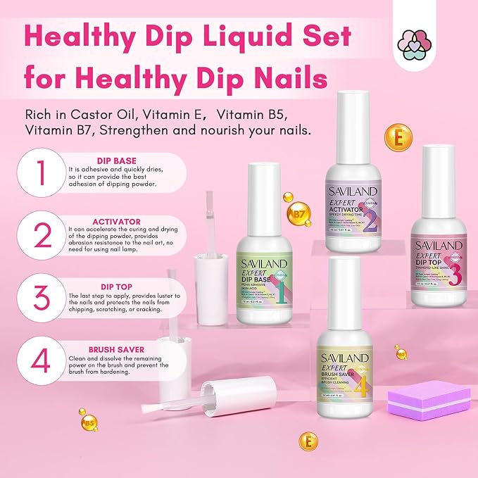 SAVILAND Dip Powder Nail Kit with Drill: Starter Set 30 Colors Summer Spring Keratin Dip Nails Powder with Dipping Liquid Set Activator Base Top Coat Cuticle Oil for DIY Manicure Nail Art