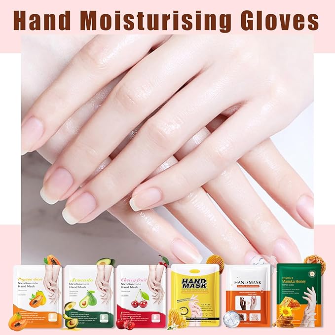 12PCS Hand Mask for Dry Cracked Hands,Nourishing Moisturizing Gloves,Hands Moisturizer for Deep Moisturizing,Silky Smooth Gloves,Hand Care Mask Set(B)