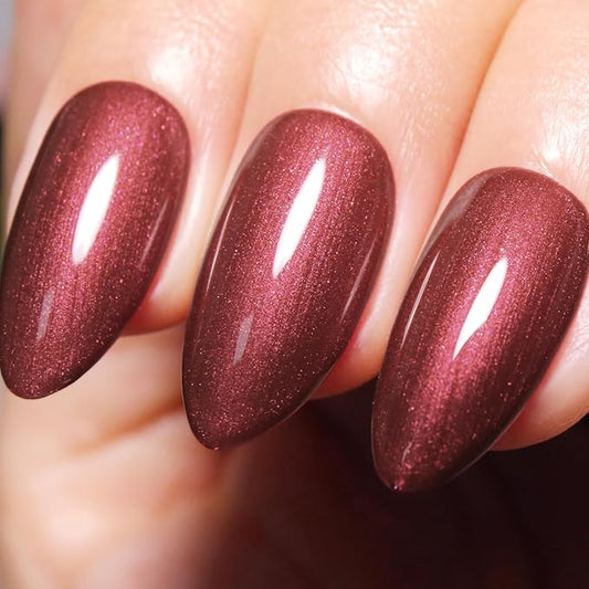 Imtiti Pearl Gel Nail Polish,0.5 Fl Oz Copper Red Glitter Drawing Gel Polish Shell Thread Shimmer Mermaid Nail Gel Polish Soak Off UV LED for Home DIY Nail Art Manicure Salon