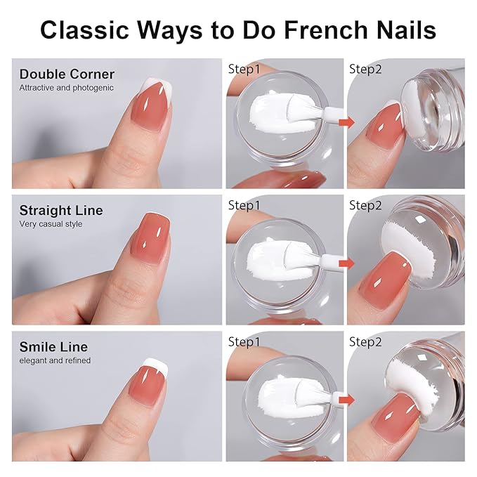 8PCS Nail Art Stamper Clear Silicone Nails Stamping Jelly with Scraper Transparent Visible Body DIY Manicure Nail Art Tool O