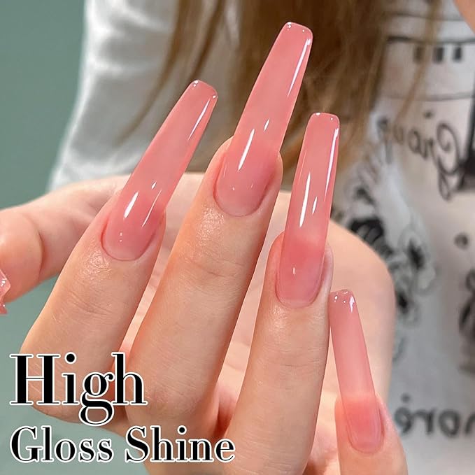 Double Rhythm Gel Polish 15ML Jelly Sheer Pastel Light Milky Color Pearl White Bottle 1 PC 0.5 OZ Full Size Nail Art Salon at Home (Milky Pink-D1382)