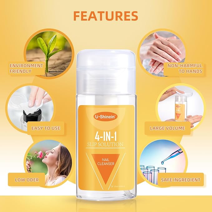 120ml Nail Slip Liquid, 4-in-1 Poly Nail Gel Slip Solution Poly Nail Extension Gel Liquid Slip Solution Builder Gel, Nail Cleaner Liquid Nail Polish Remover Nail Art Home DIY