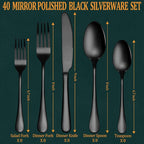 40 Pcs Black Silverware Set, Stainless Steel Flatware Set - Image 2