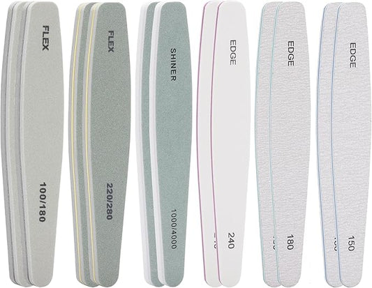 BTYMS 12 Pcs Nail Files and Buffers for Acrylic Nails and Natural Nails, 150,180, 240, 100/180,220/280, 1000/4000 Grits
