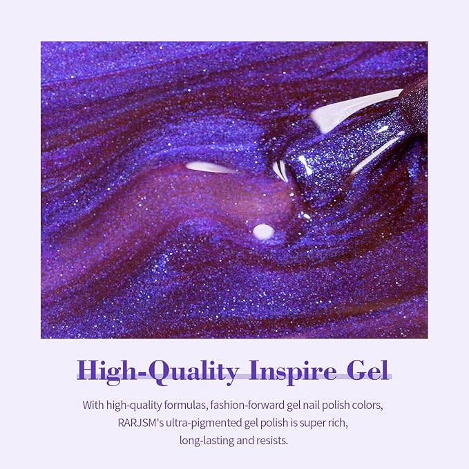 RARJSM Glitter Cat Eye Gel Nail Polish Aurora Purple Multi Color Velvet Diamond Cateye Gel Polish with Magnet Stick Reflective Shimmer UV LED Curing Requires Soak Off for Home Salon Manicure 15ml