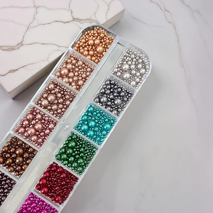 0.8mm Caviar Beads for Nails 6 Sizes Mini Small Stainless Steel Beads Nails Art Decorations Gun Grey DIY Tool Studs Accessories Gold Charms for Nails (Green)