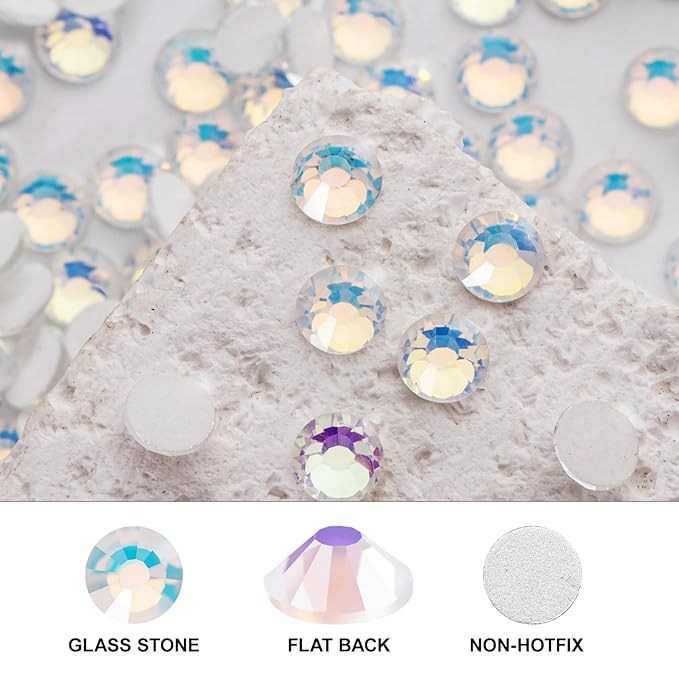 Novani 3000 Pieces Flatback Rhinestones Glass Round Gems F-White Crystals for Nail Art DIY Crafts Clothes Shoes,SS8,2.3-2.5mm
