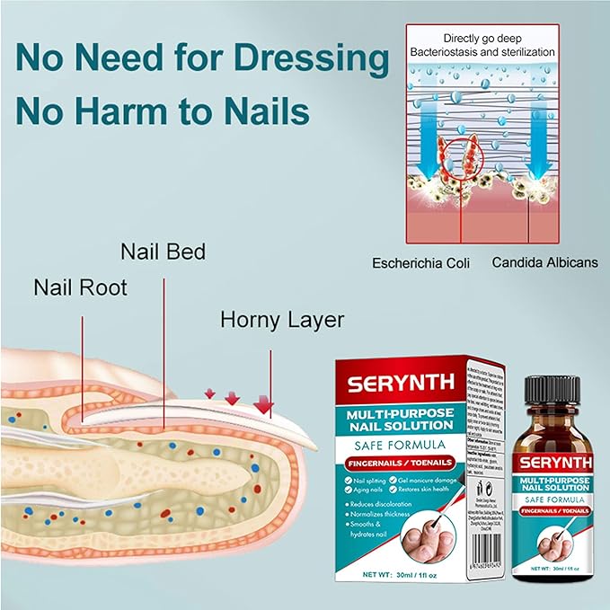 Multi-Purpose Nail Solution - Strengthener & Growth Treatment for Damaged Nails, Repair Care - Protects, Repairs & Aids Mild Onychomycosis Daily Recovery